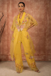 lime green organza cape and pant set